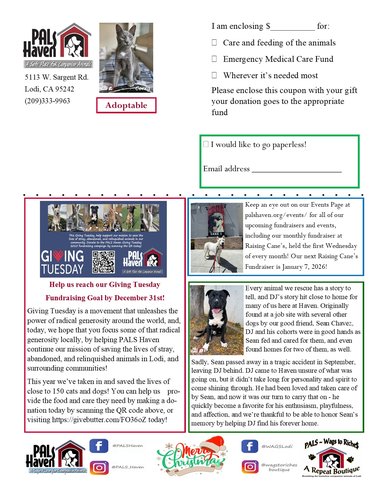 PALS Haven Christmas Newsletter '25