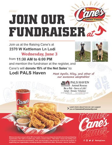 Raising Cane's - PALS Haven Fundraiser First Wednesday copy